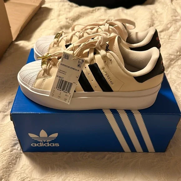 Beige adidas Women's Superstar Bonega